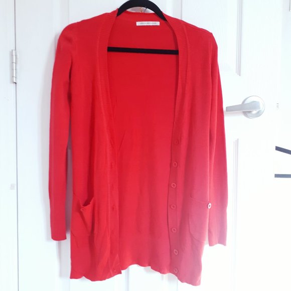 Costa Blanca Long Coral Red Cardigan - Picture 2 of 7